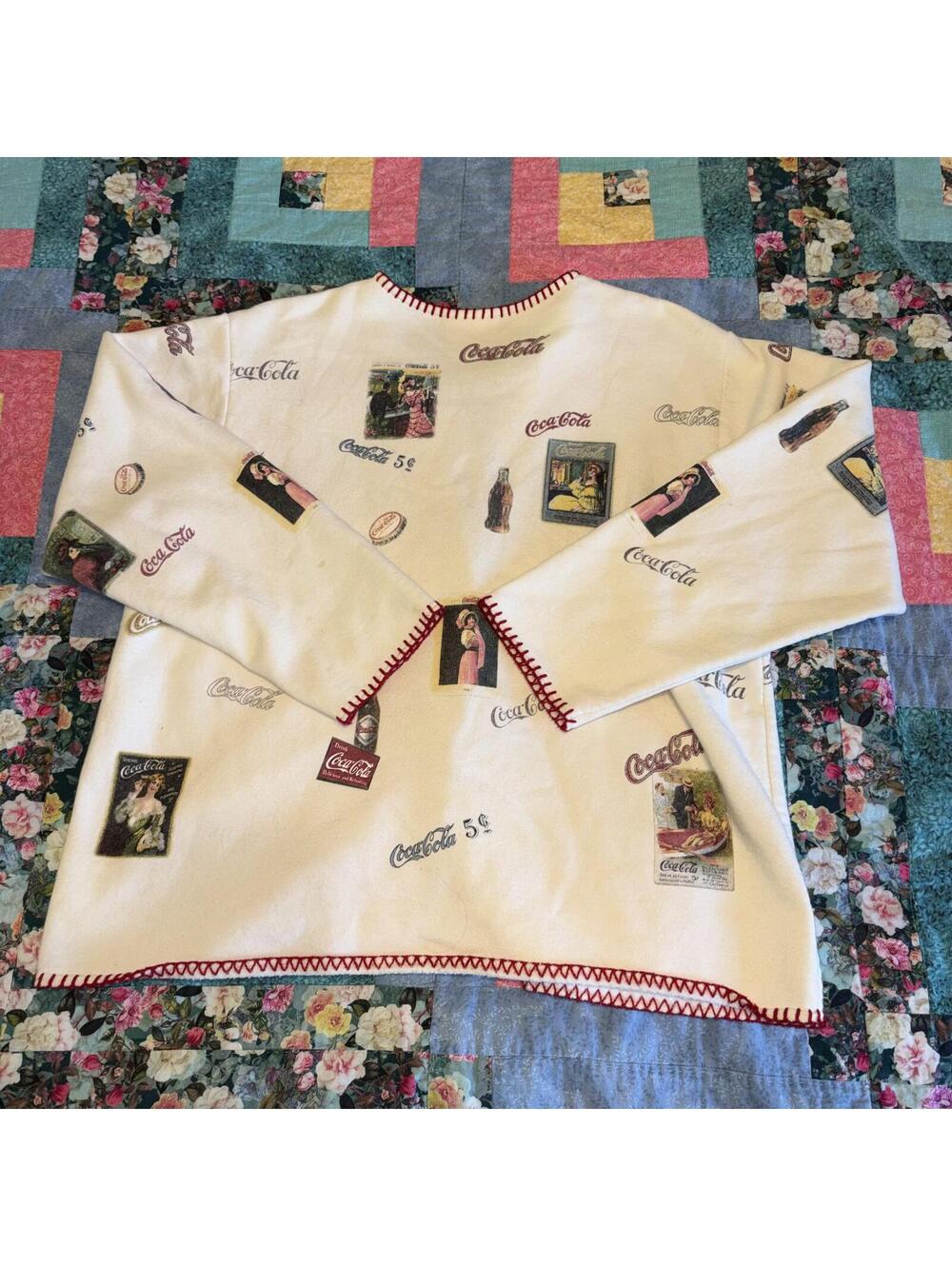 Vintage Y2K Coca-Cola Womans Large Button-Up Cardigan Sweater Cozy Casual - Picture 3 of 8